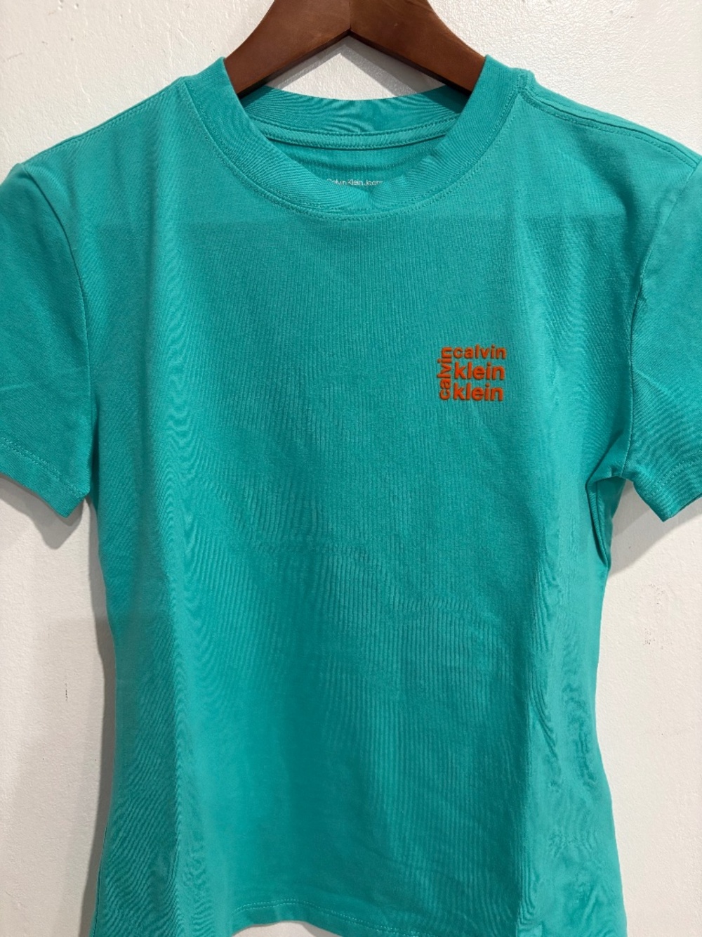 NWOT Women's X-Small Calvin Klein Aqua Cotton Tee Shirt